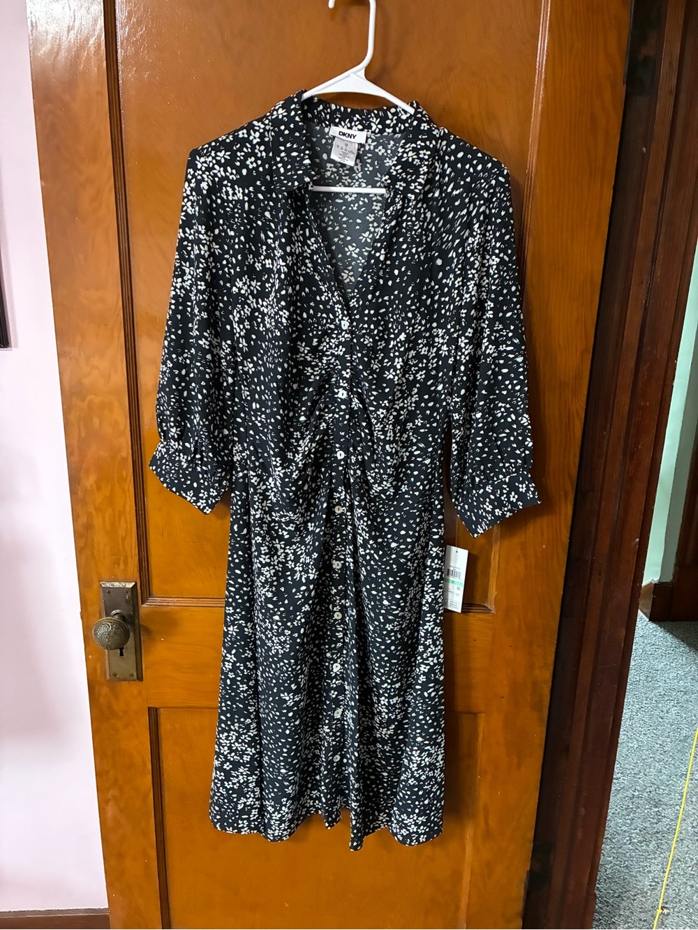 #42 - NWT Dkny NWT Black Dress with White Abstract Dot Print